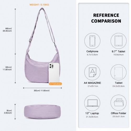 S2314 - Water-resistant Portable Crescent Shoulder Cross Body Bag - Purple | Neil's Luggage Store