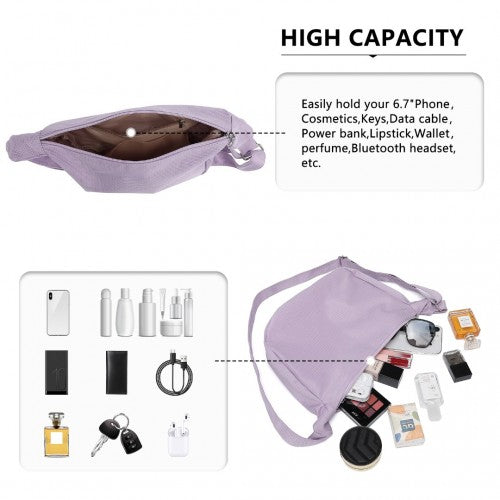 S2314 - Water-resistant Portable Crescent Shoulder Cross Body Bag - Purple | Neil's Luggage Store
