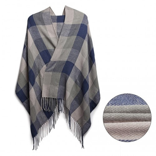 S6430 - Women Fashion Long Shawl Grid Tassel Winter Warm Lattice Large Scarf - Grey | Neil's Luggage Store