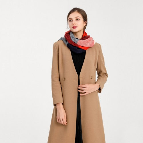S6430 - Women Fashion Long Shawl Grid Tassel Winter Warm Lattice Large Scarf - Red | Neil's Luggage Store