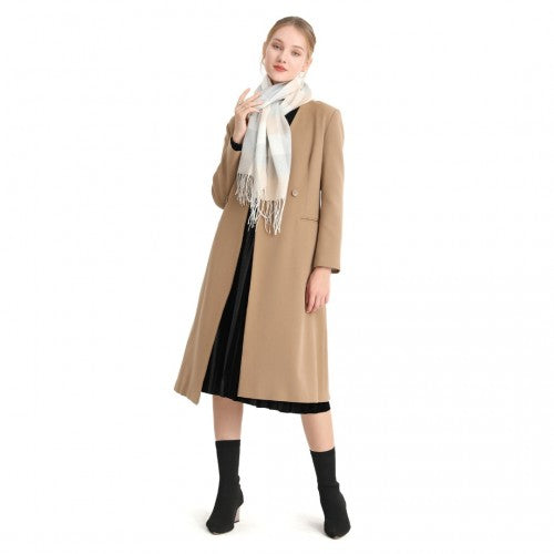 S6433 - Acrylic Fashion Women's Long Shawl Grid Tassel Winter Warm Oversized Scarf - Beige | Neil's Luggage Store