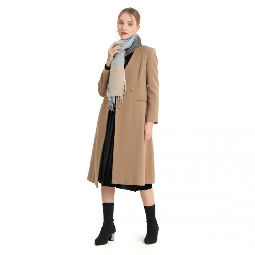 S6433 - Acrylic Fashion Women's Long Shawl Grid Tassel Winter Warm Oversized Scarf - Navy | Neil's Luggage Store