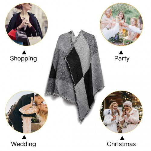 S6427 - Women Ladies Fashion Plaid Scarf Blanket Winter Warm Wrap Shawl - Black | Neil's Luggage Store