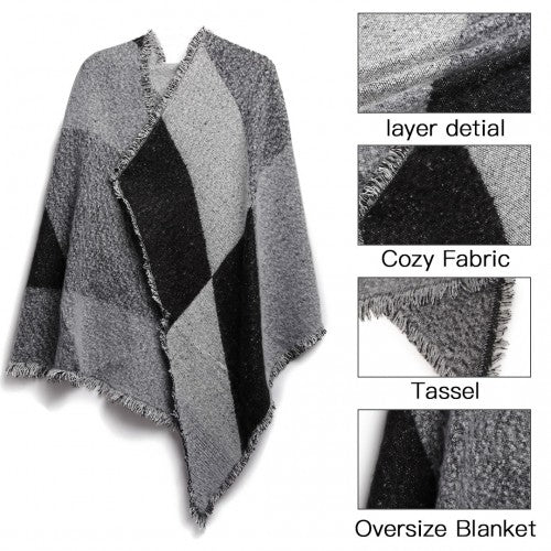 S6427 - Women Ladies Fashion Plaid Scarf Blanket Winter Warm Wrap Shawl - Black | Neil's Luggage Store