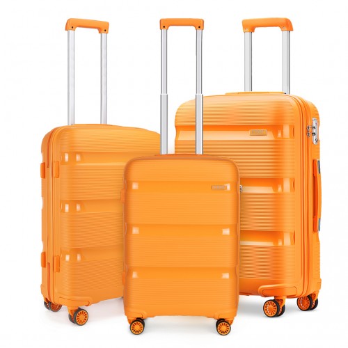 K2092L - Kono Bright Hard Shell PP Suitcase 3 Pieces Set - Classic Collection - Orange | Neil's Luggage Store