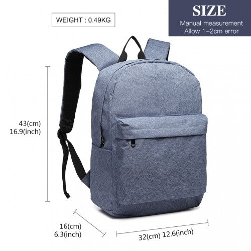 E1930 - Kono Durable Polyester Everyday Backpack With Sleek Design - Blue | Neil's Luggage Store