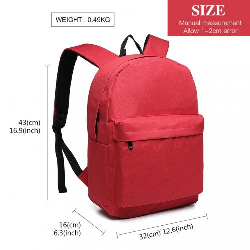 E1930 - Kono Durable Polyester Everyday Backpack With Sleek Design - Red | Neil's Luggage Store