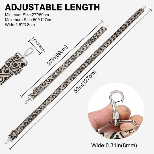 Miss Lulu Adjustable Patterned Shoulder Strap for All Bag Types Black | Neil's Luggage Store