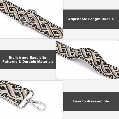 Miss Lulu Adjustable Patterned Shoulder Strap for All Bag Types Black | Neil's Luggage Store