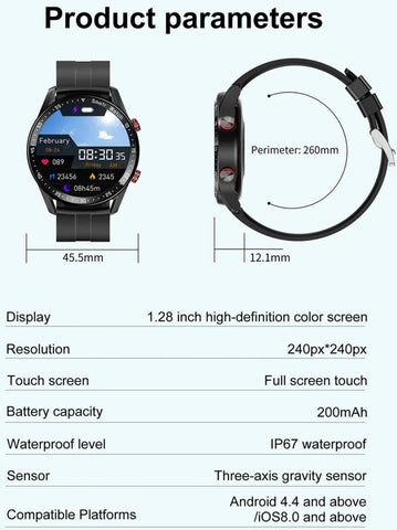 Bluetooth Smartwatch ECG + PPG, Fitness Tracker, Health Monitor