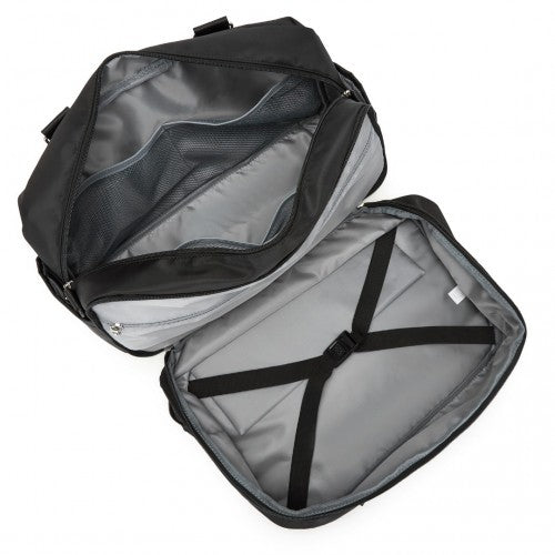 Kono Multi-Functional Large Travel Tote & Duffel Bag with Expandable Compartment & Wet/Dry Pocket - Black
