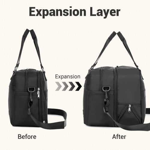 Kono Multi-Functional Large Travel Tote & Duffel Bag with Expandable Compartment & Wet/Dry Pocket - Black