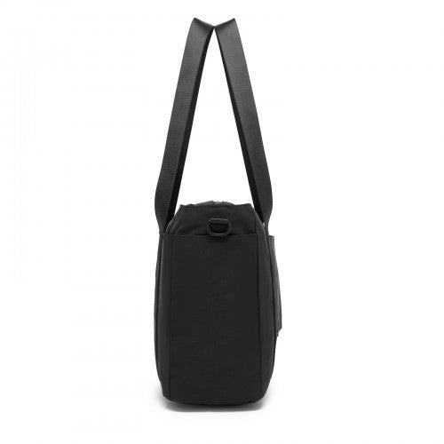 TVK2515 - Kono Comfortable and Easy-Carry Large-Capacity Travel Tote with Laptop Sleeve, Trolley Sleeve and Crossbody Strap - Black