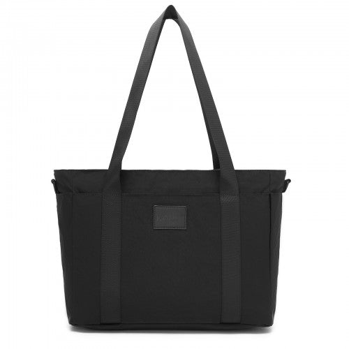 TVK2515 - Kono Comfortable and Easy-Carry Large-Capacity Travel Tote with Laptop Sleeve, Trolley Sleeve and Crossbody Strap - Black