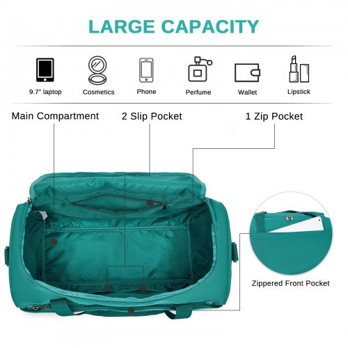 TVK2521 - Kono Compact and Lightweight 40×30×20 Personal-Item Travel Bag - U-Zip Wide Opening And Trolley Sleeve - Blue and Green | Neil's Luggage Store