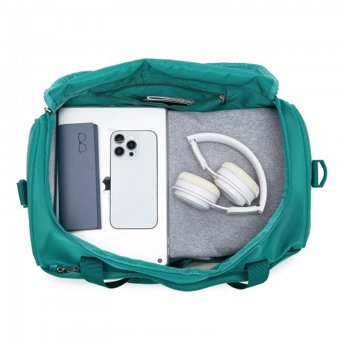 TVK2521 - Kono Compact and Lightweight 40×30×20 Personal-Item Travel Bag - U-Zip Wide Opening And Trolley Sleeve - Blue and Green | Neil's Luggage Store
