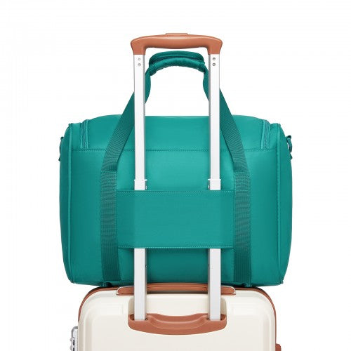 TVK2521 - Kono Compact and Lightweight 40×30×20 Personal-Item Travel Bag - U-Zip Wide Opening And Trolley Sleeve - Blue and Green | Neil's Luggage Store
