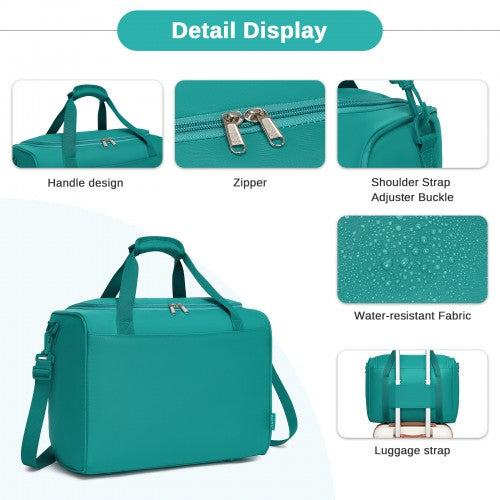 TVK2521 - Kono Compact and Lightweight 40×30×20 Personal-Item Travel Bag - U-Zip Wide Opening And Trolley Sleeve - Blue and Green | Neil's Luggage Store