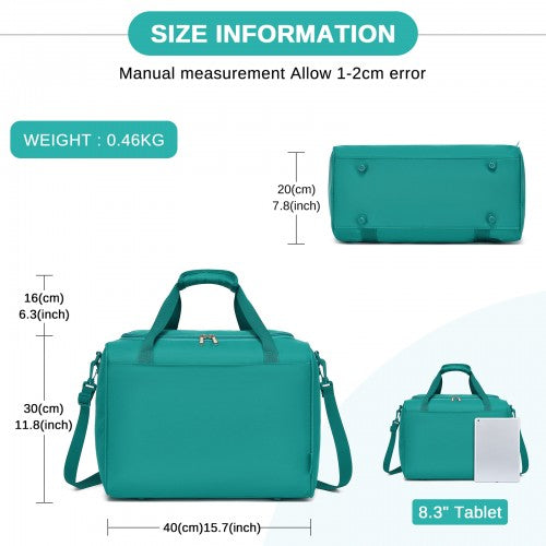 TVK2521 - Kono Compact and Lightweight 40×30×20 Personal-Item Travel Bag - U-Zip Wide Opening And Trolley Sleeve - Blue and Green | Neil's Luggage Store