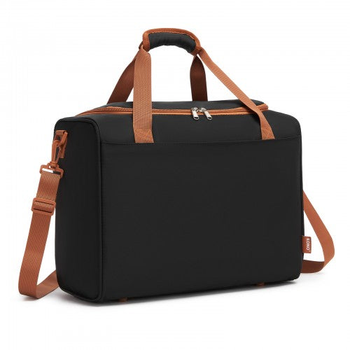 TVK2521 - Kono Compact and Lightweight 40×30×20 Personal-Item Travel Bag - U-Zip Wide Opening And Trolley Sleeve - Black and Brown | Neil's Luggage Store