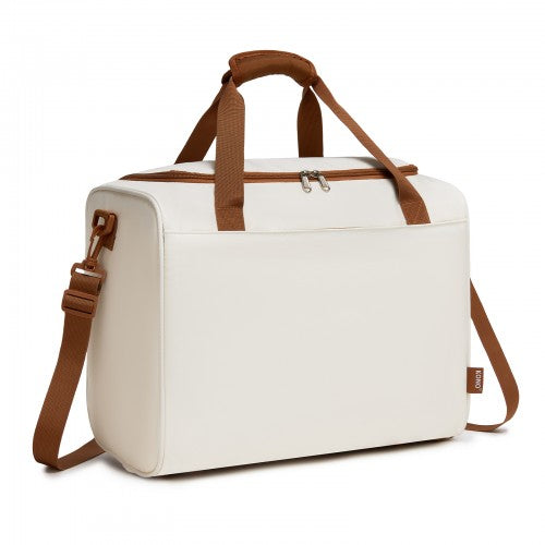TVK2521 - Kono Compact and Lightweight 40×30×20 Personal-Item Travel Bag - U-Zip Wide Opening And Trolley Sleeve - Cream | Neil's Luggage Store