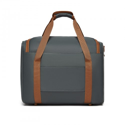 TVK2521 - Kono Compact and Lightweight 40×30×20 Personal-Item Travel Bag - U-Zip Wide Opening And Trolley Sleeve - Grey and Brown