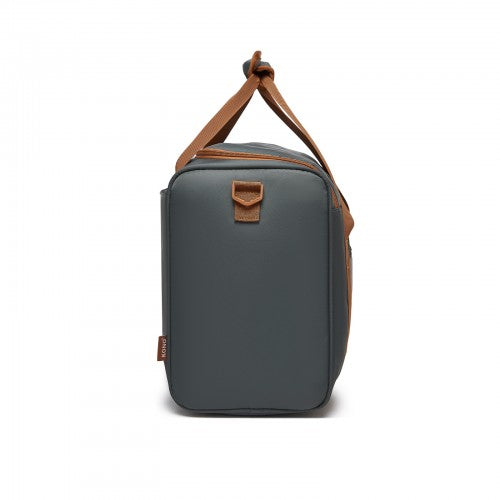 TVK2521 - Kono Compact and Lightweight 40×30×20 Personal-Item Travel Bag - U-Zip Wide Opening And Trolley Sleeve - Grey and Brown
