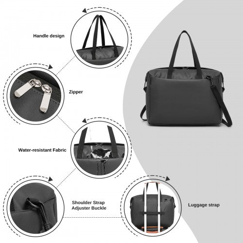 TVK2522 - Kono 40×30×20cm Cabin Approved Travel Bag - Versatile Carry-On Shoulder Bag for Travel, Gym, Business & Daily Use - Black | Neil's Luggage Store