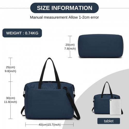 TVK2522 - Kono 40×30×20cm Cabin Approved Travel Bag - Versatile Carry-On Shoulder Bag for Travel, Gym, Business & Daily Use - Navy | Neil's Luggage Store