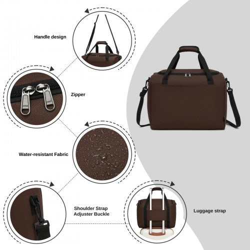 TVK2526 - Kono Spacious Airline-Approved Cabin Travel Duffel (40×30×20 cm) - Roomy Weekender with U-Zip Opening - Brown | Neil's Luggage Store