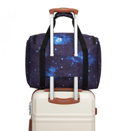 TVK2526 - Kono Spacious Airline-Approved Cabin Travel Duffel (40×30×20 cm) - Roomy Weekender with U-Zip Opening - Galaxy Blue by LuluBags
