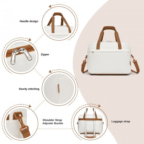 TVK2569 - Kono 40x30x20cm Cabin Travel Bag, Carry-On Tote with Hidden Pocket & Luggage Sleeve for Flights, Work & Weekend Getaways - Beige and Brown | Neil's Luggage Store