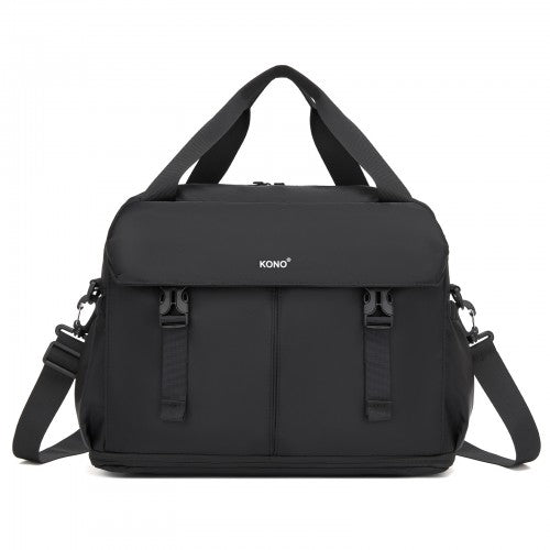 TVK2613 - Kono Expandable Cabin Travel Bag 40×30×20cm - Large Capacity, Water-Resistant, Multi-Compartment Weekend & Carry-On Tote - Black