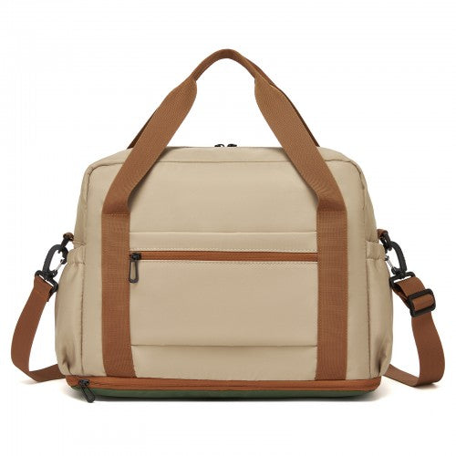 TVK2613 - Kono Expandable Cabin Travel Bag 40×30×20cm - Large Capacity, Water-Resistant, Multi-Compartment Weekend & Carry-On Tote - Khaki and Green