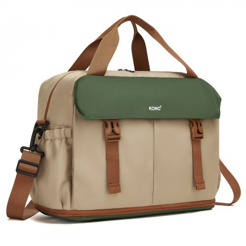 TVK2613 - Kono Expandable Cabin Travel Bag 40×30×20cm - Large Capacity, Water-Resistant, Multi-Compartment Weekend & Carry-On Tote - Khaki and Green | Neil's Luggage Store