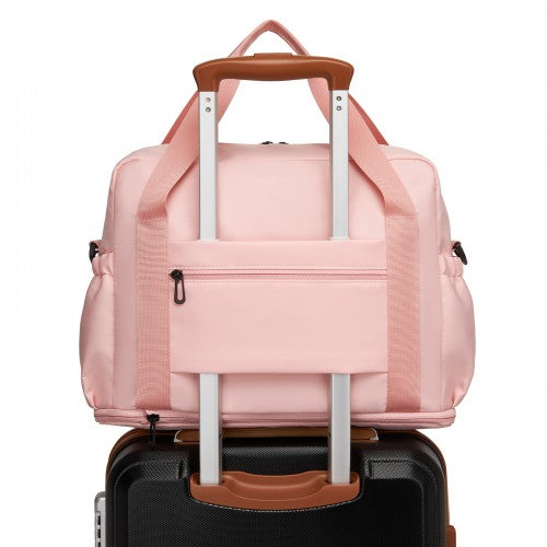 TVK2613 - Kono Expandable Cabin Travel Bag 40×30×20cm - Large Capacity, Water-Resistant, Multi-Compartment Weekend & Carry-On Tote - Pink | Neil's Luggage Store
