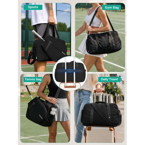 Kono 25L Modular Tennis Travel Gym Bag With Detachable Racket Sleeve Black | Neil's Luggage Store