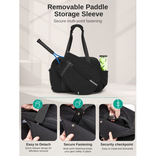 Kono 25L Modular Tennis Travel Gym Bag With Detachable Racket Sleeve Black | Neil's Luggage Store