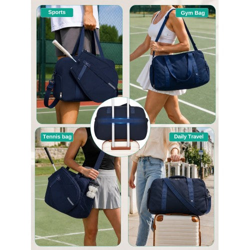 Kono 25L Modular Tennis Bag Detachable Racket Sleeve Water Repellent Gym Navy | Neil's Luggage Store