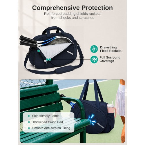 Kono 25L Modular Tennis Bag Detachable Racket Sleeve Water Repellent Gym Navy | Neil's Luggage Store