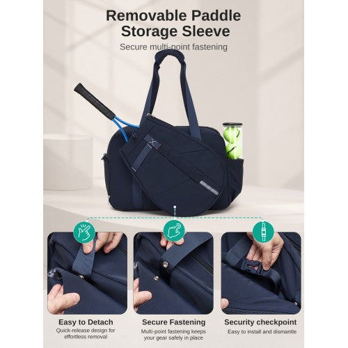 Kono 25L Modular Tennis Bag Detachable Racket Sleeve Water Repellent Gym Navy | Neil's Luggage Store