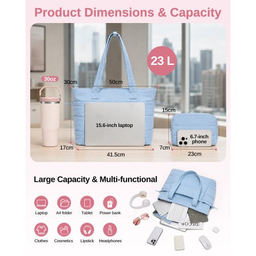 Women's 2 Piece Tote Bag Set With Laptop Compartment Water Repellent Nylon | Neil's Luggage Store