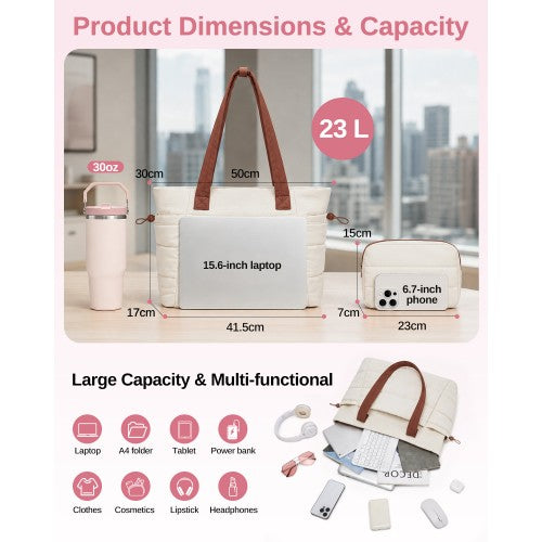 2 Piece Women Tote Bag Set Water Repellent Nylon With Laptop Compartment | Neil's Luggage Store