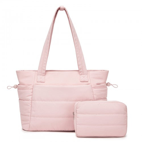 Women 2 Piece Water Repellent Tote Bag Set With Laptop Compartment Pink | Neil's Luggage Store