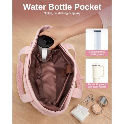 Women 2 Piece Water Repellent Tote Bag Set With Laptop Compartment Pink | Neil's Luggage Store