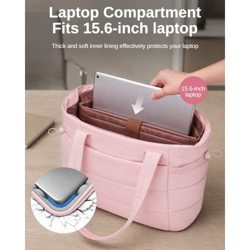 Women 2 Piece Water Repellent Tote Bag Set With Laptop Compartment Pink | Neil's Luggage Store