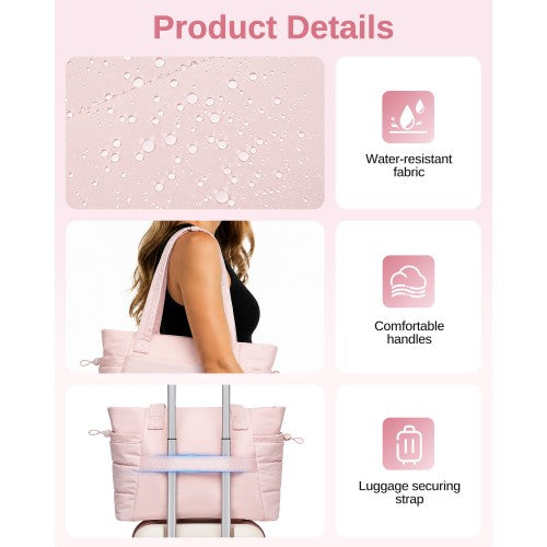 Women 2 Piece Water Repellent Tote Bag Set With Laptop Compartment Pink | Neil's Luggage Store