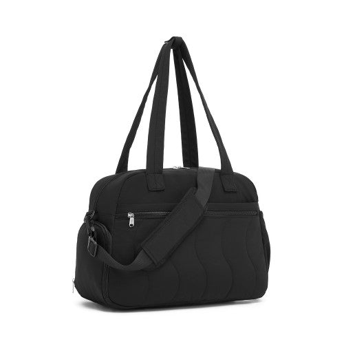 Lightweight 24L Quilted Women Travel Bag Set With Shoe Compartment Black | Neil's Luggage Store