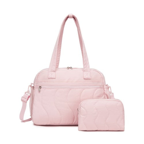 Lightweight Quilted 24L Women Travel Bag Set With Shoe Compartment Pink | Neil's Luggage Store