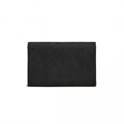 WTM2432 - Miss Lulu Luxurious Envelope-Style Evening Clutch with Elegant Detachable Metal Chain Strap - Black | Neil's Luggage Store